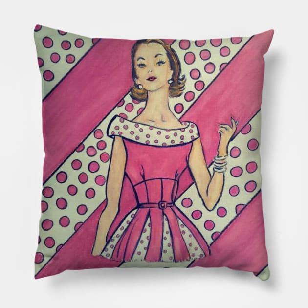 Vintage Sewing Dress Patterns Pillow by kazboart