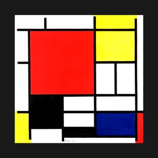 Mondrian Composition with Red, Yellow, Blue, and Black T-Shirt