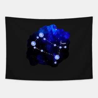 Gemini Constellation in Blue Sapphire - Star Signs and Birth Stones Tapestry