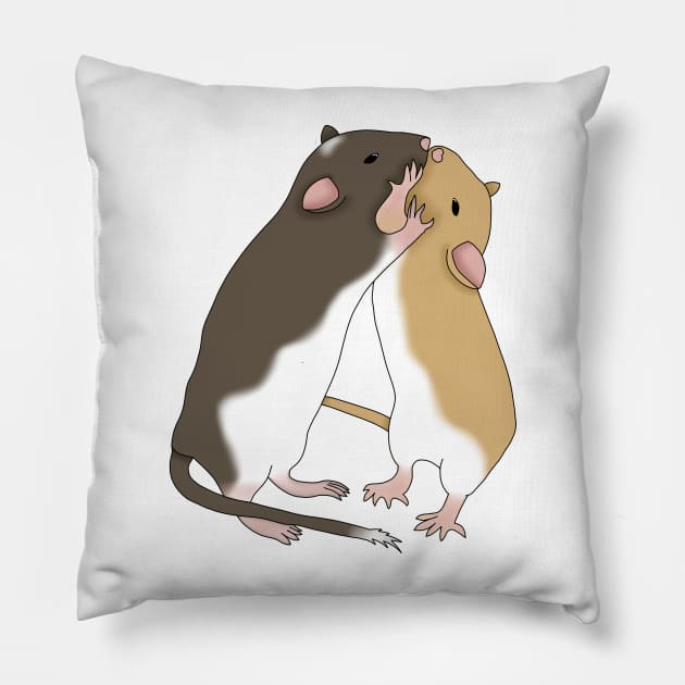 2 cute gerbils kiss Pillow by Becky-Marie