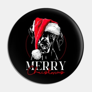 Funny Santa Doberman Merry Christmas dog mom gift Pin