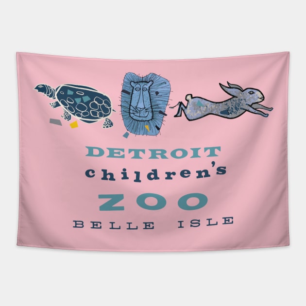 Vintage Belle Isle Children's Zoo (Detroit) Tapestry by HistoricDetroit.org