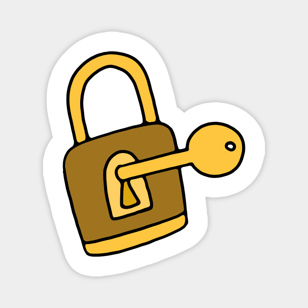 Golden Lock and Key Magnet by murialbezanson