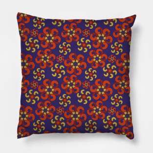 Purple & Orange Floral Pattern Pillow