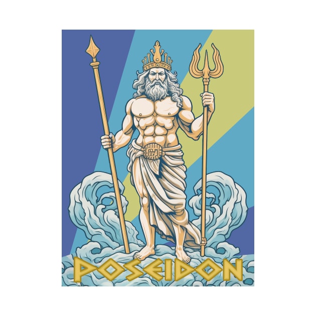 Vintage Retro Poseidon Greek God by HMMR-design