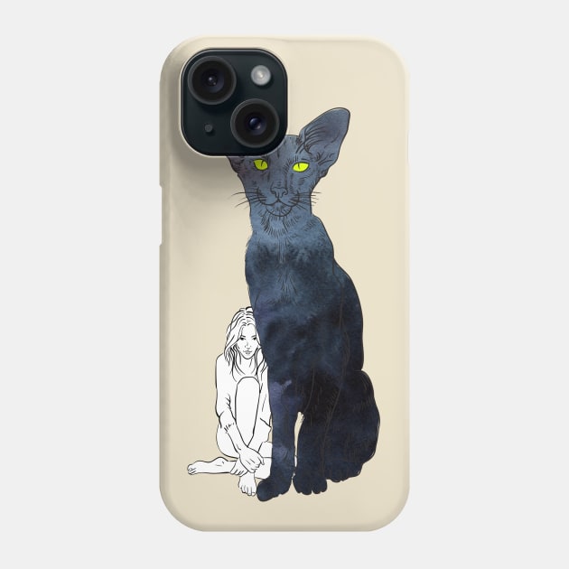 Girl and Cat 3 Phone Case by Olga Berlet