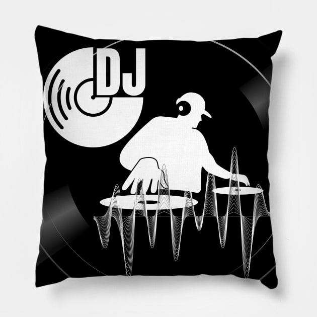 DJ Black&White Graphic Pillow by black&blue