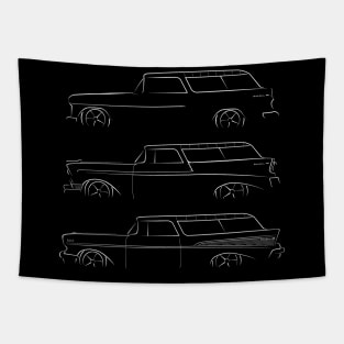 Front/profile - Chevy Nomad Evolution - stencil, white Tapestry