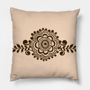 Brown Henna Tattoo - Brown Mehendi Motifs Pillow