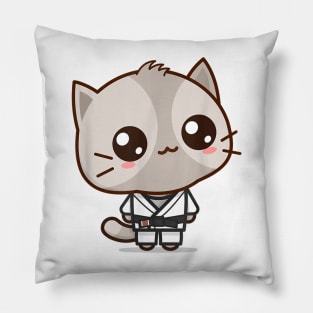 Brazilian Jiu Jitsu Black Belt Combat Sport Cute Kawaii Cat Pillow