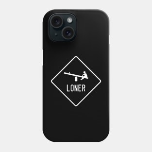 Funny Loner Playground Sign - One Child on a Seesaw (White) Phone Case