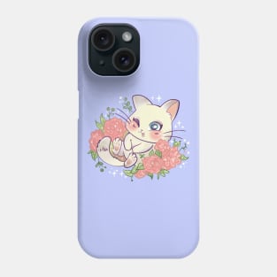Kawaii Cute Kitty Cat on flowers Phone Case