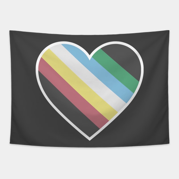 Disability Pride Heart Tapestry by Purple Bloom Studio