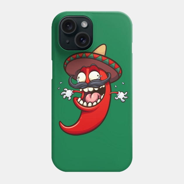 Crazy Mexican chili pepper Phone Case by memoangeles