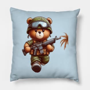 Army cartoon bear Pillow