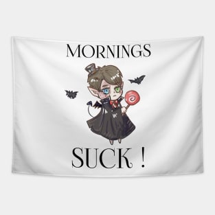 Mornings Suck Vampire Fangs Tapestry