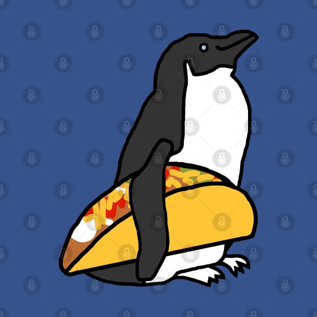 Animals with Food Cute Penguin with Taco by ellenhenryart