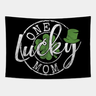 One Lucky Mom Funny Mother Irish Clovers Tapestry