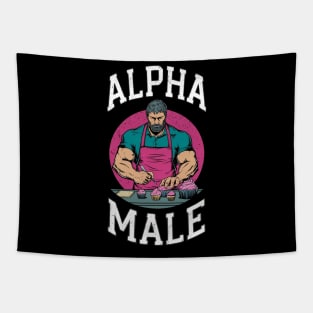 Alpha Male Funny Baker Baking Gift Fathers Day Gay Man LGBT Pride Cupcake Tapestry