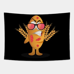 Funny Wheat Angry Cartoon Character With Sunglass Tapestry