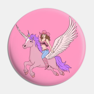 Cowgirl Riding a Pink Unicorn Pin