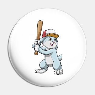 Rabbit at Baseball with Baseball bat Pin