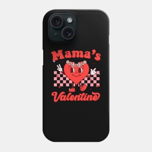 Retro Groovy Mama is My Valentine Cute Heart Boys Girls Kids Phone Case