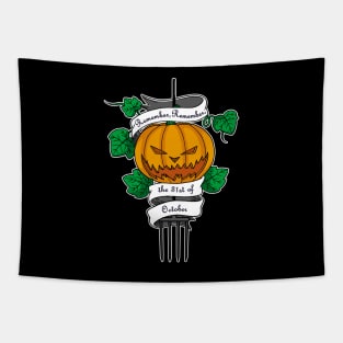 Spooky Halloween Pumpkin Tattoo Inspired Slogan Tapestry