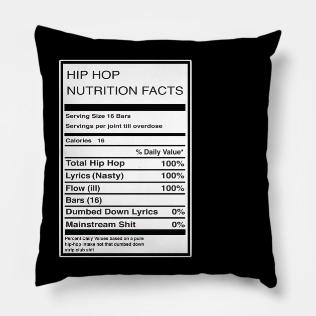 Hip Hop Nutrition Pillow by HipHopTees