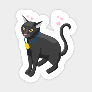 3d effect Black cat with medal Magnet