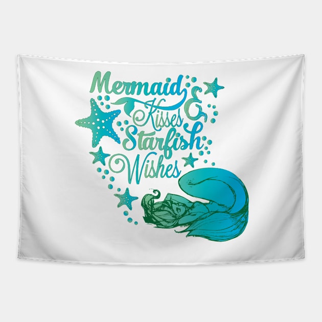 Mermaid Kisses & Starfish Wishes Tapestry by AmazingArtMandi