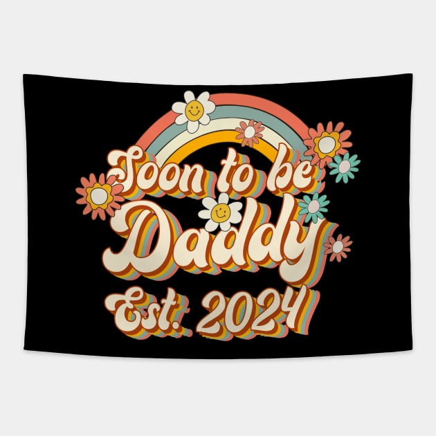 Soon To Be Daddy Est. 2024 Family 60s 70s Hippie Costume Tapestry by Rene	Malitzki1a