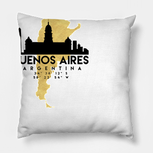 Buenos Aires Argentina Skyline Map Art Pillow