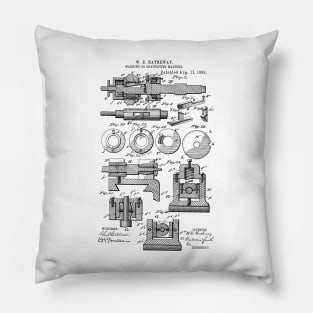 Marking or graduating machine Vintage Retro Patent Hand Drawing Funny Novelty Gift Pillow