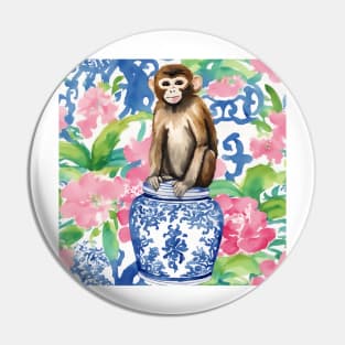 Monkey and chinoiserie jar Pin