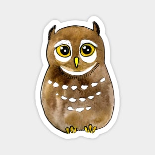 Light Brown Owl Watercolor Magnet