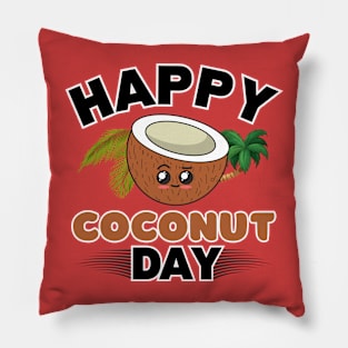 Happy Coconut Day, Cute Kawaii Style Pillow