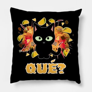 Funny Spanish Que Cat Exploding Tacos What Mexican Food Pillow