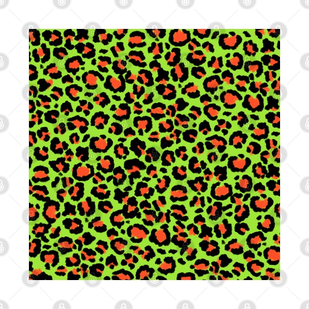 Leopard Pattern in Papaya on Lime Green by ButterflyInTheAttic