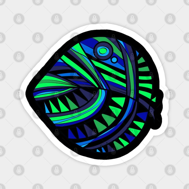 Mazipoodles New Fish Head Leaf Black Indigo Blue Green Magnet by Mazipoodles