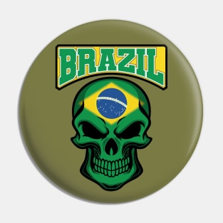 BRAZIL FLAG IN A SKULL EMBLEM Pin