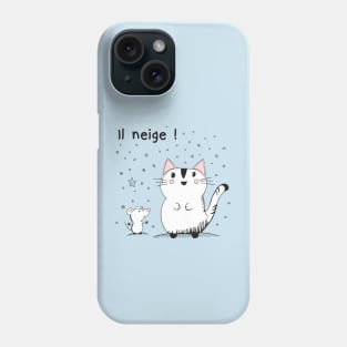Il neige ! It's snowing! Cat and mouse Phone Case