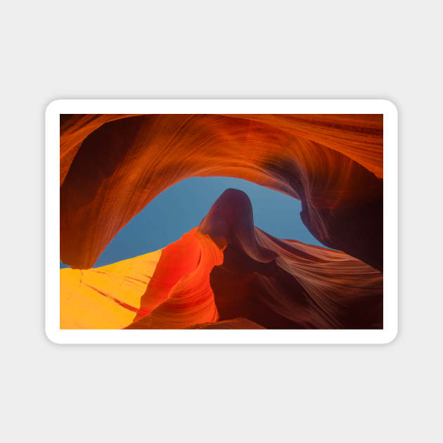 Looking Skyward, Lower Antelope Slot Canyon Magnet by BrianPShaw