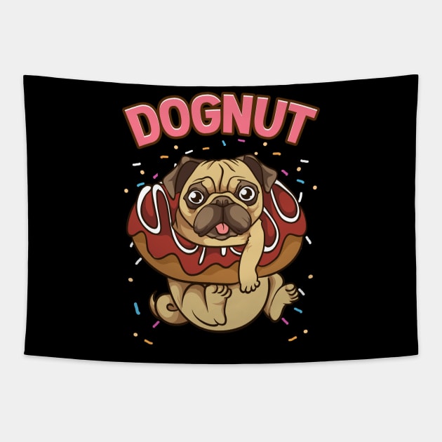 Dognut Cute & Funny Dog Donut Pun Tapestry by theperfectpresents