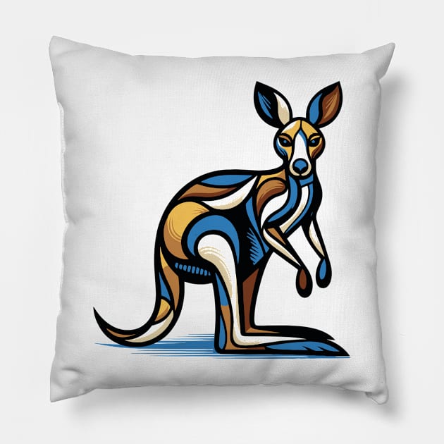 Pop art kangaroo illustration. cubism illustration of a kangaroo Pillow by gblackid