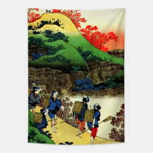 Poem by Sarumaru Dayū - Hokusai - Japanese Art Tapestry