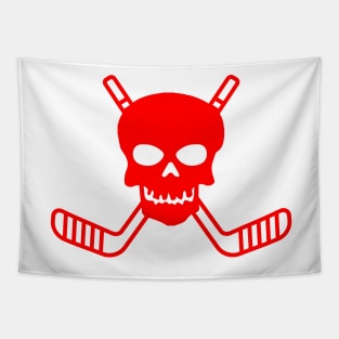 SKULL AND CROSSED HOCKEY STICKS Tapestry