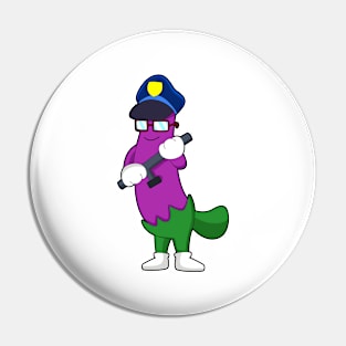 Eggplant as Police officer with Baton Pin