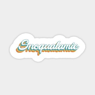 Snoqualmie Washington Mountains Retro Lettering Magnet