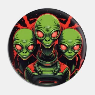 3 Green Aliens Pin